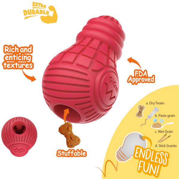 Red Bulb Dispensing Treat Dog Toy – Medium