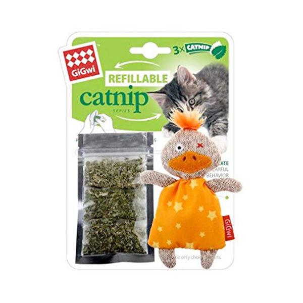 Refillable Catnip (Duck) with 3 Catnip Teabags in Ziplock bag