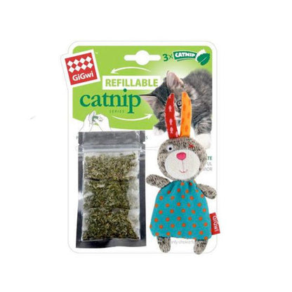 Refillable Catnip (Rabbit) with 3 catnip teabags in ziplock bag
