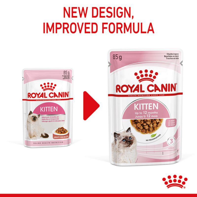 Royal Canin Feline Health Nutrition Kitten Gravy Wet Food Pouch 85g