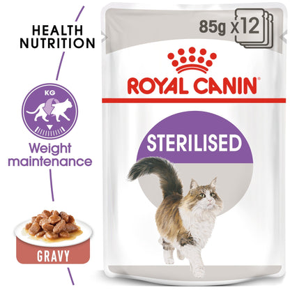 Royal Canin Feline Health Nutrition Sterilised Gravy Wet Food Pouch, 85g