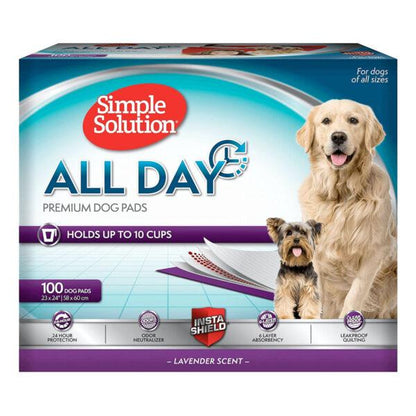 Simple Solution All Day Premium Dog Pads, Lavender Scent, 23″ x 24″ (Pack of 100)