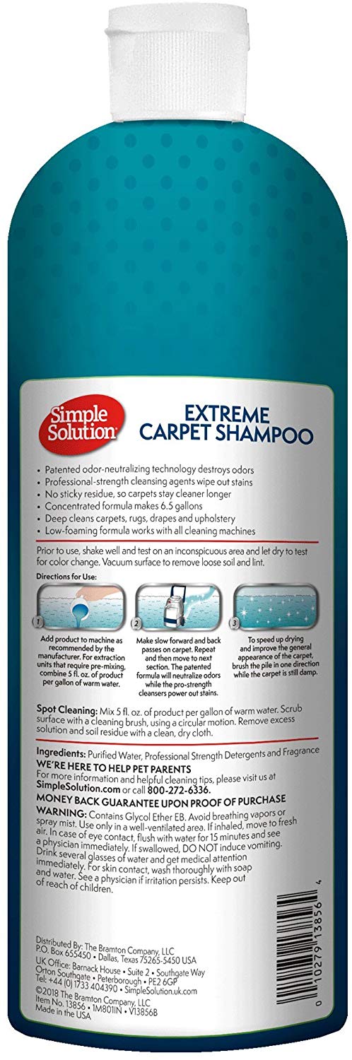 Simple Solution Extreme Carpet Shampoo Pet Stain and Odor Remover, 1L
