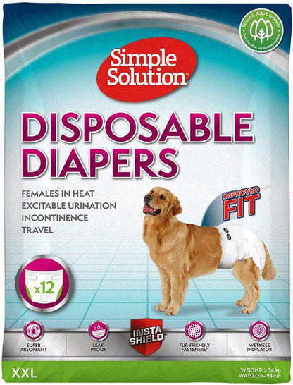 Simple Solution New True Fit Disposable Female Dog Diapers with Wetness Indicator