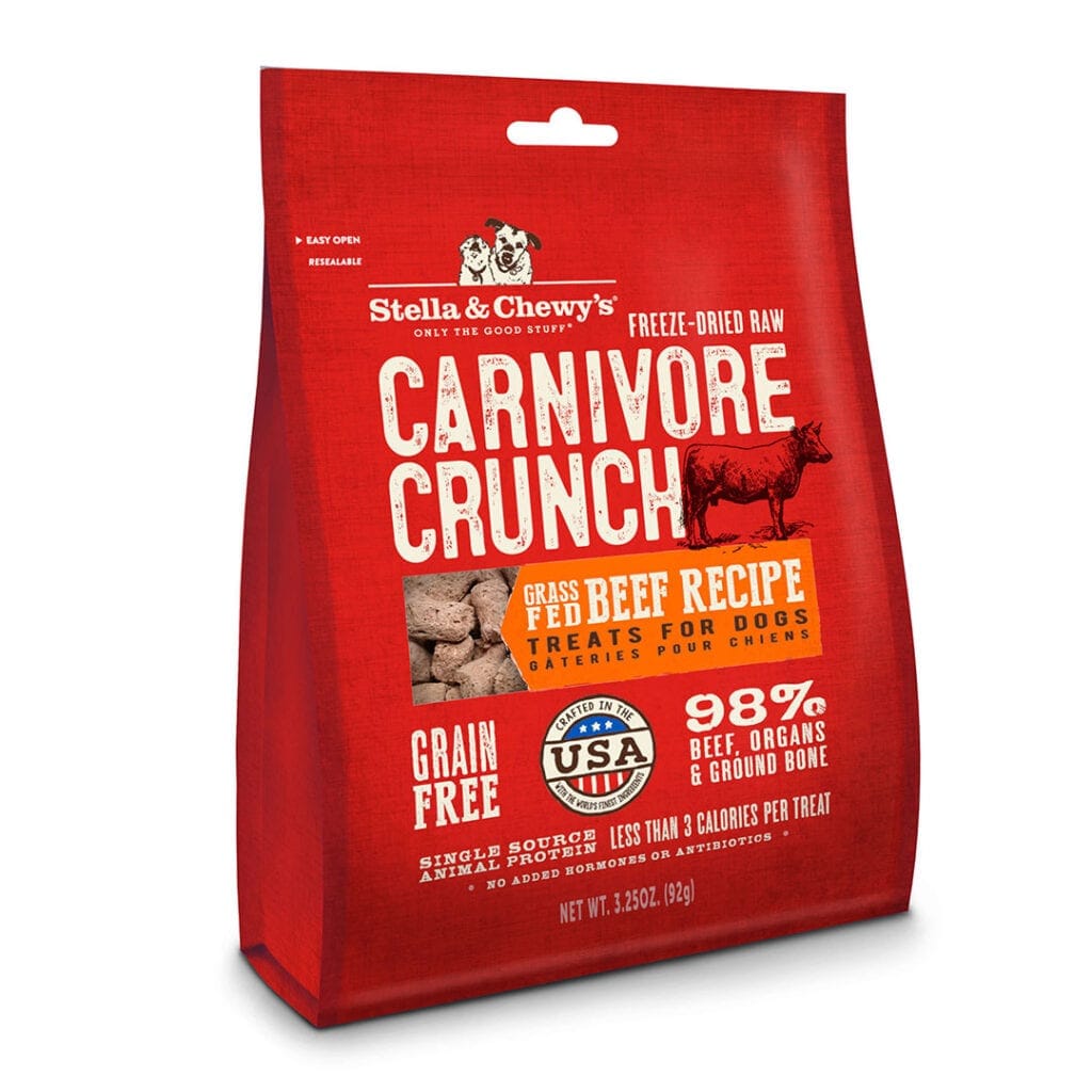 Stella & Chewy’s Beef Carnivore Crunch Dog Treats, 3.25oz