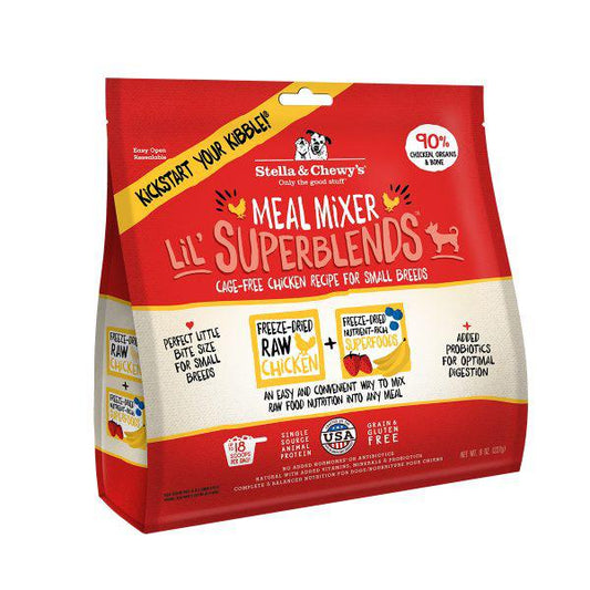 Stella & Chewy’s Freeze-Dried Raw Meal Mixer Lil’ Superblends Dog Food Topper – Cage-Free Chicken Recipe, 8oz