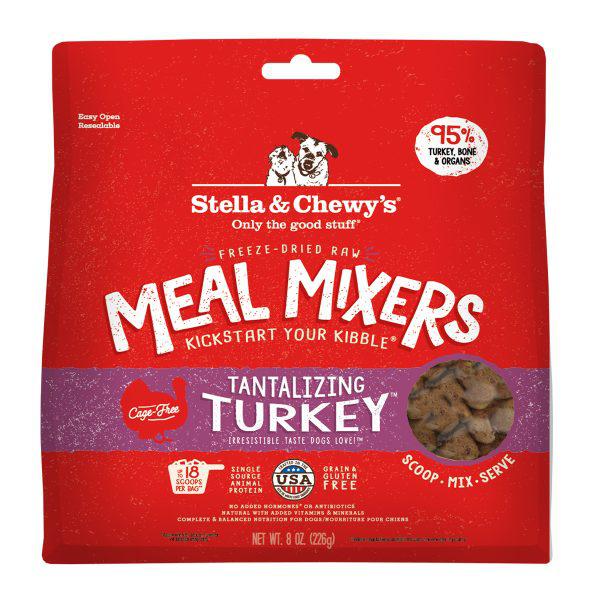 Stella & Chewy’s Freeze-Dried Raw Meal Mixers Dog Food Topper – Tantalizing Turkey Recipe, 8oz