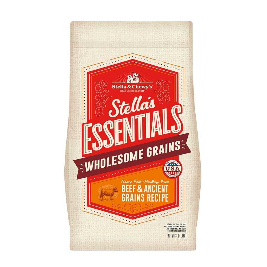 Stella & Chewy’s Stella’s Essentials Wholesome Grains Kibble for Dogs, Grass-Fed Beef & Ancient Grains Recipe
