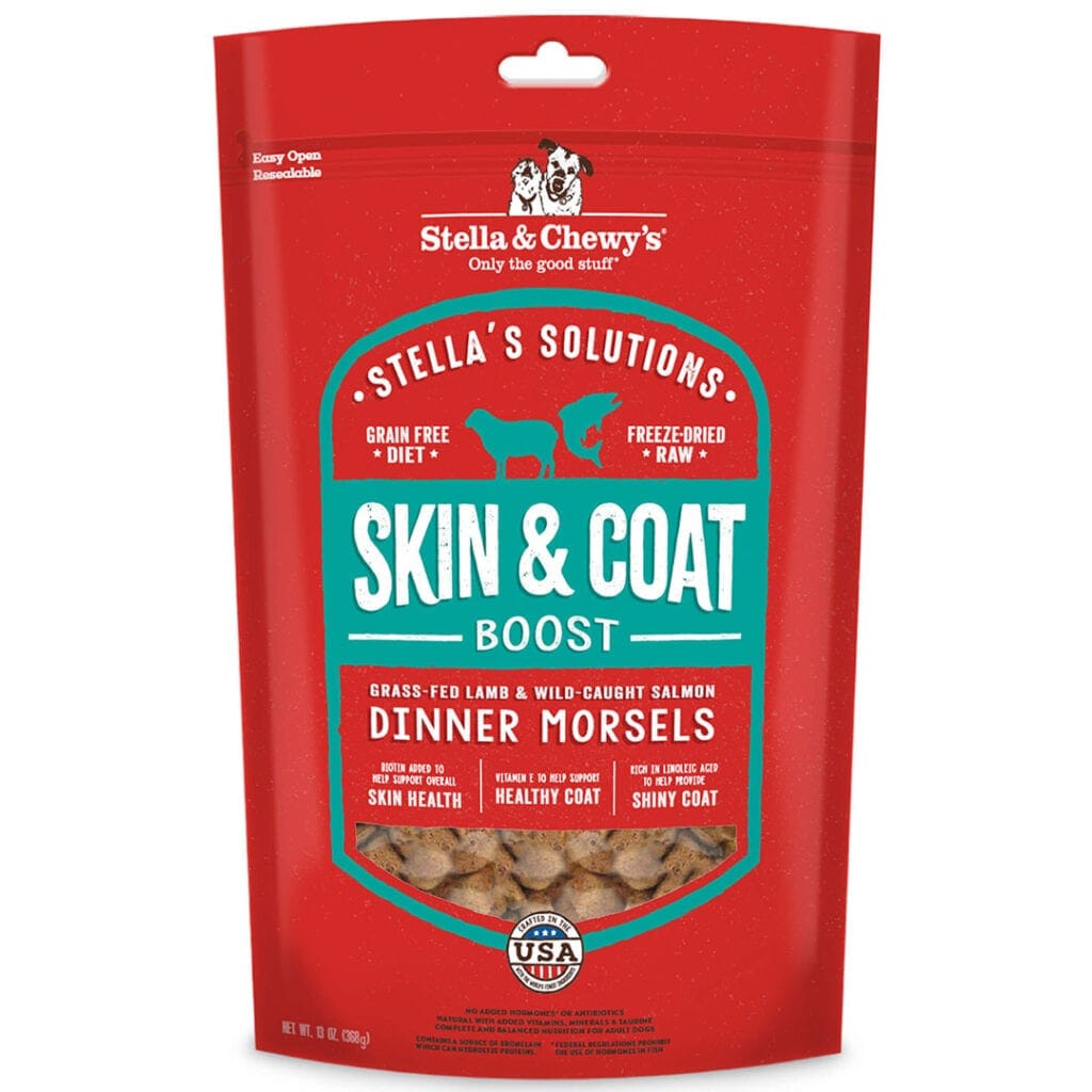 Stella & Chewy’s Stella’s Solutions Skin & Coat Boost for Dogs, Grass-Fed Lamb & Wild-Caught Salmon Recipe Dinner Morsels