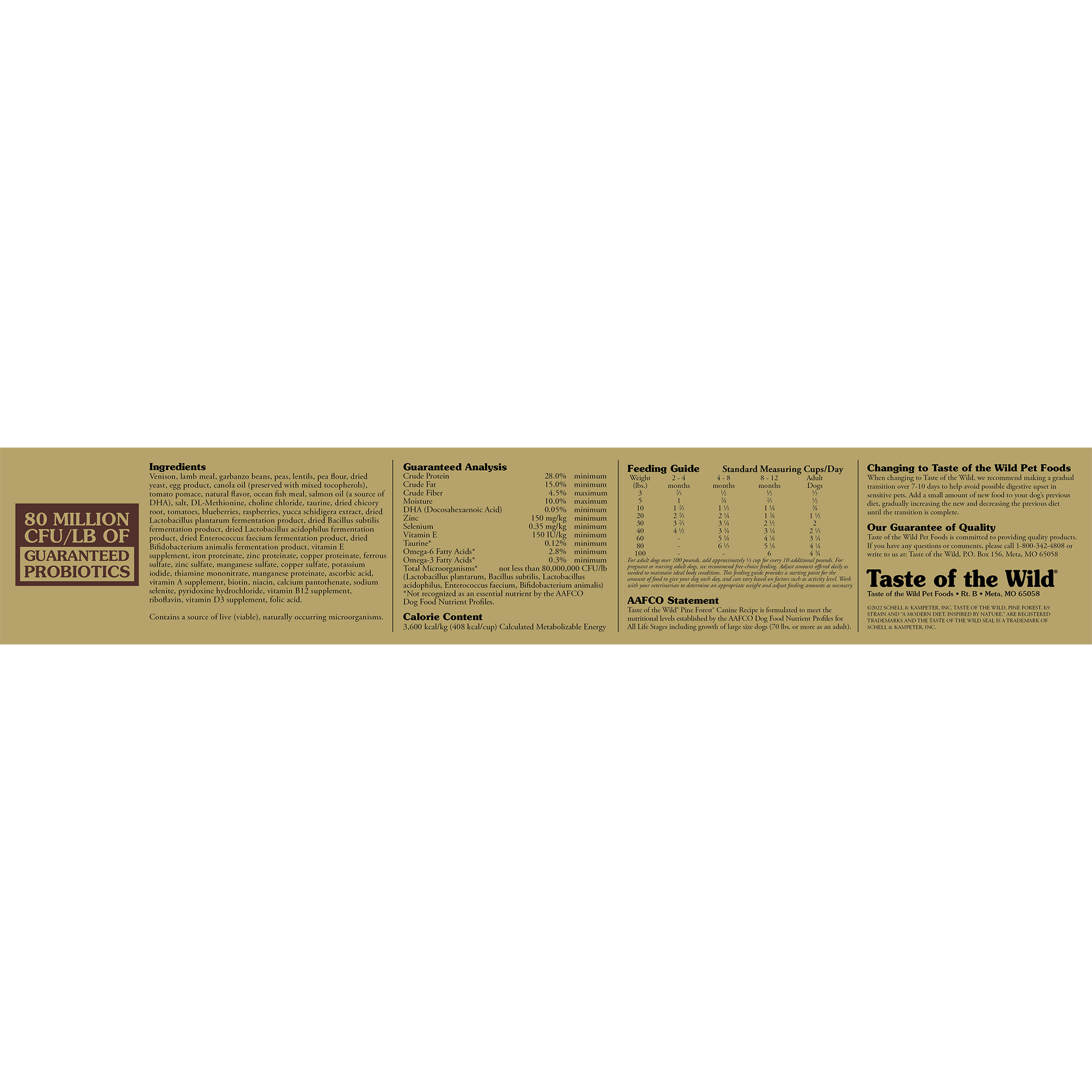 Taste of the Wild Pine Forest Canine Recipe for Dogs