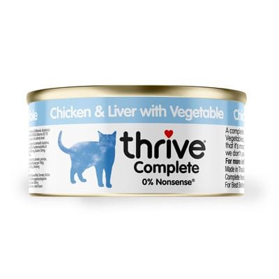 Thrive Wet Cat Food 100% COMPLETE - Chicken and Chicken Liver with Vegetables, 75g