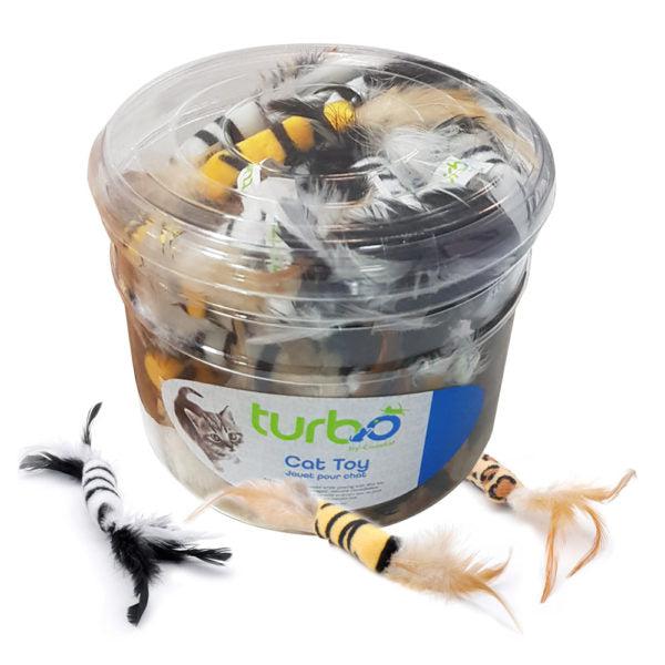 Turbo Feather Toys Bulk Cat Toy Bin – 51 pcs