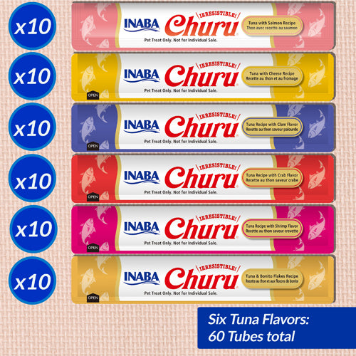 INABA Churu Tuna Seafood Variety (60 Tubes)