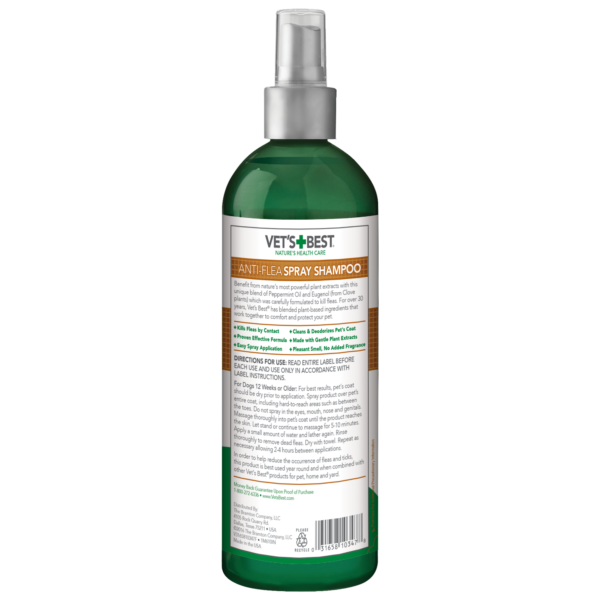 Vet’s Best Natural Anti-Flea Easy Spray Shampoo (16 oz)