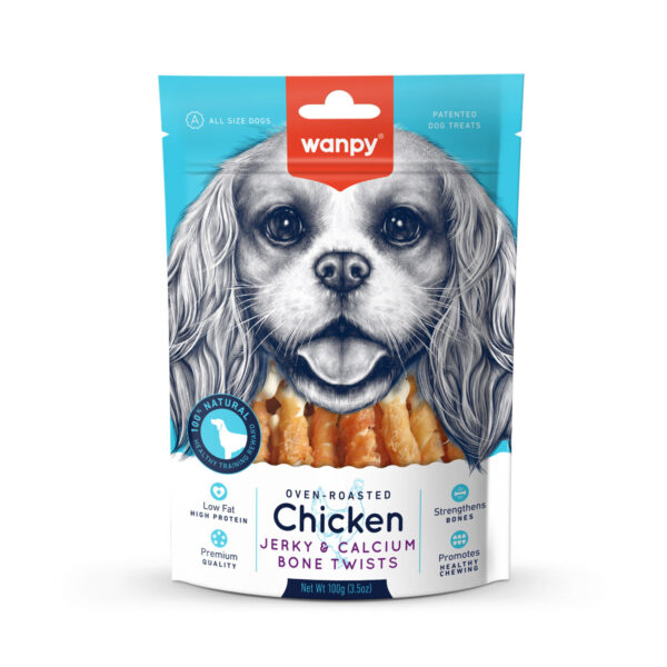 Wanpy Chicken Jerky and Calcium Bone Twists 100g