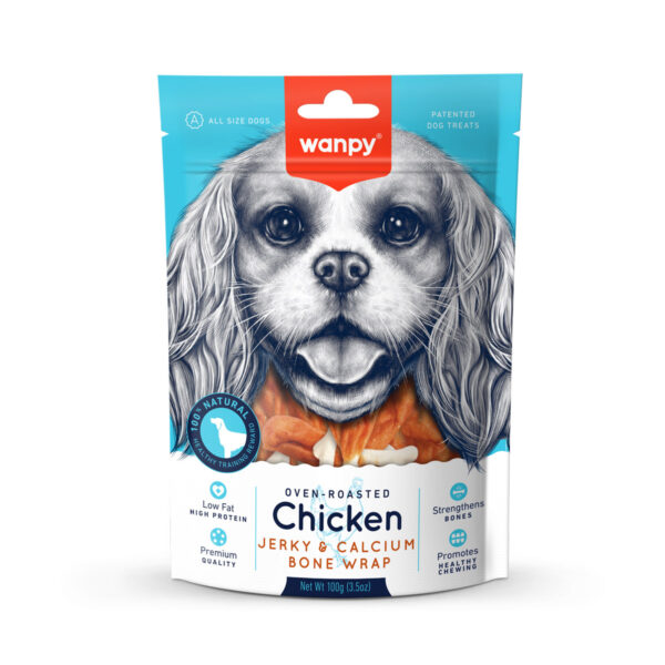 Wanpy Chicken Jerky and Calcium Bone Wrap 100g