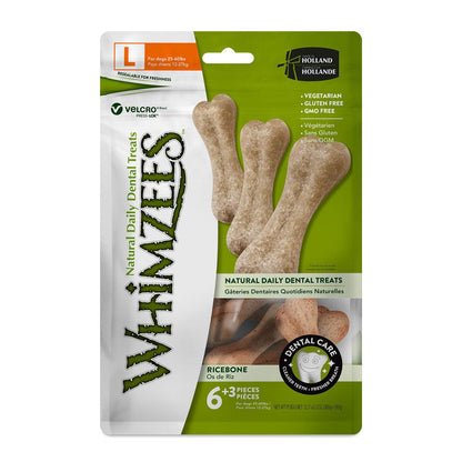 Whimzees Rice Bone Dental Dog Treat – Large (9 pcs)