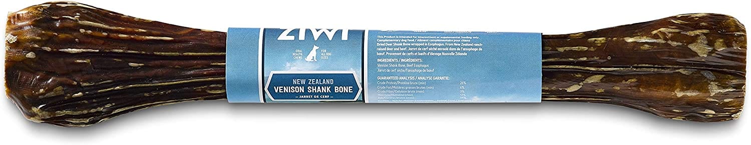 Ziwipeak Venison Deer Shank – Dog Bone Chew – All Natural, Air-Dried, 2 in 1 Bone Treat Wrapped in Beef Esophagus