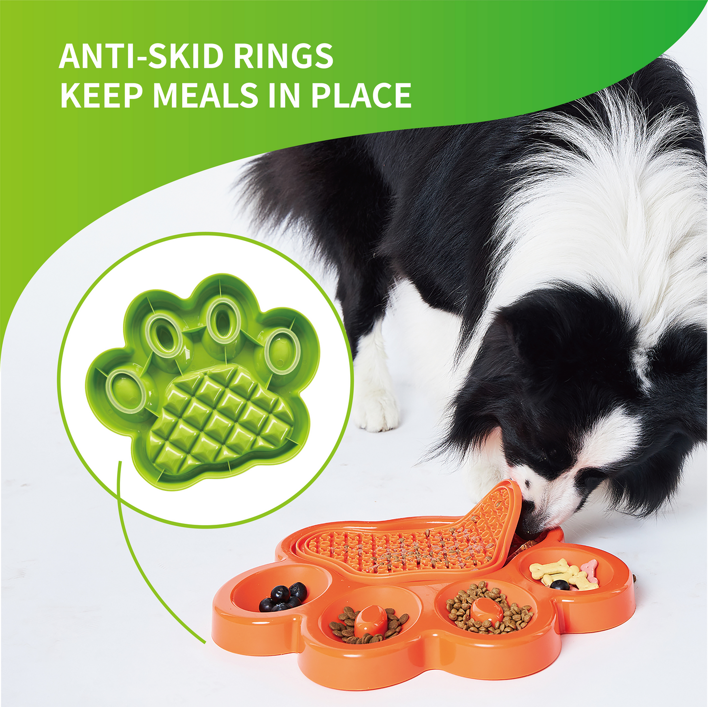 PetDreamHouse Paw 2-In-1 Slow Feeder & Lick Pad Green