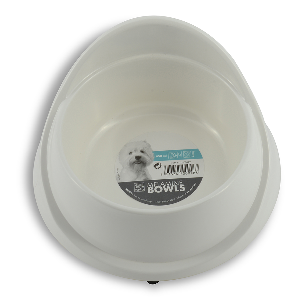 M-PETS Melamine Single Fashion Bowl White 450ml