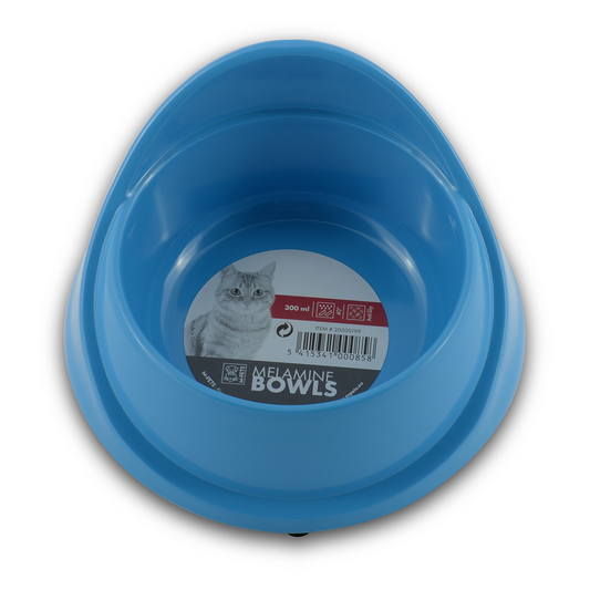 M-PETS Melamine Single Fashion Cat Bowl Blue 300ml