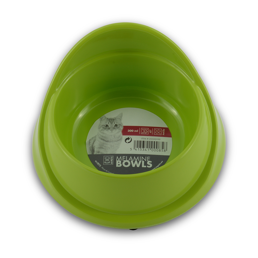 M-PETS Melamine Single Fashion Cat Bowl Green 300ml