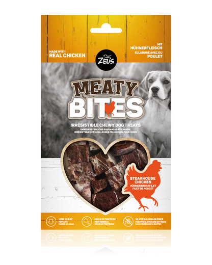 Zeus Meaty Bites Chewy Dog Treats, Steakhouse Chicken, 150G