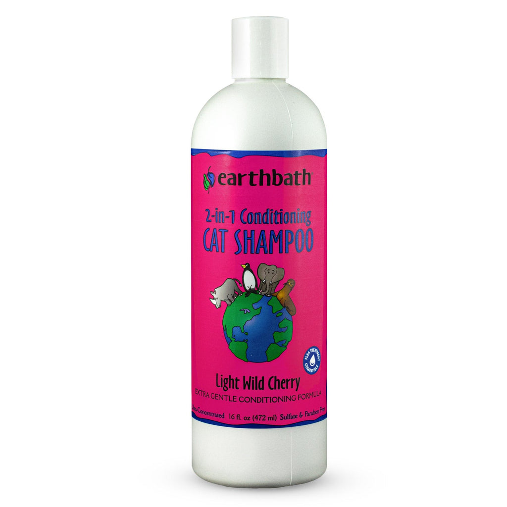 earthbath® 2-in-1 Conditioning Cat Shampoo, Light Wild Cherry, Extra Gentle Conditioning Formula