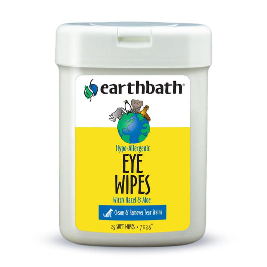 earthbath® Eye Wipes, Hypo-Allergenic Fragrance Free for Dogs, Cats, Puppies & Kittens, 25 ct re-sealable container