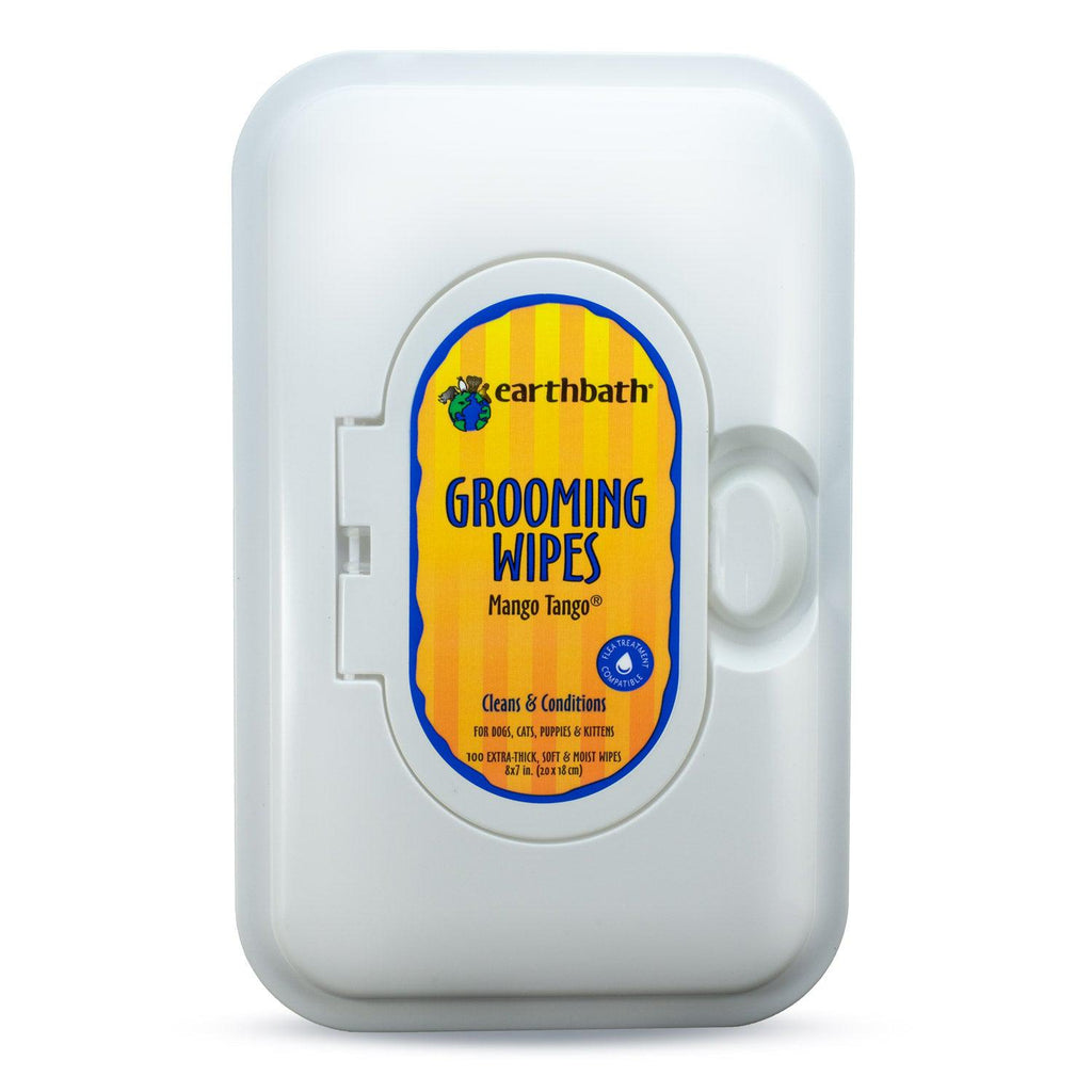 earthbath® Grooming Wipes, Mango Tango®, Cleans & Conditions, 100 ct re-sealable container