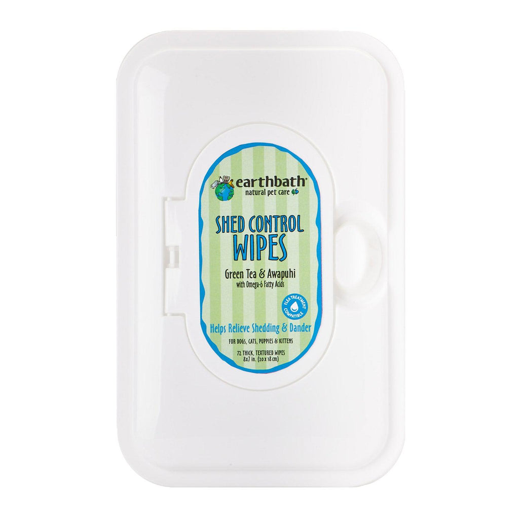 earthbath® Shed Control Wipes, Green Tea & Awapuhi with Omega-6 Fatty Acids, 72 ct re-sealable container