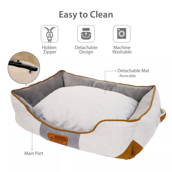 GiGwi Place Removable Cushion Luxury Dog Square Bed