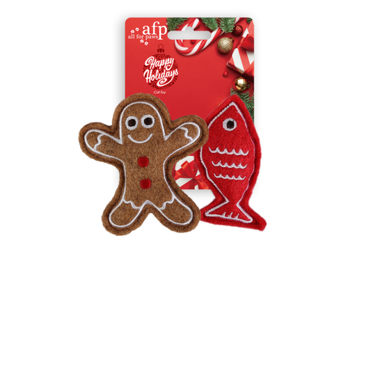 All For Paws Happy Holiday - 2 pack Gingerbread Man & Fish