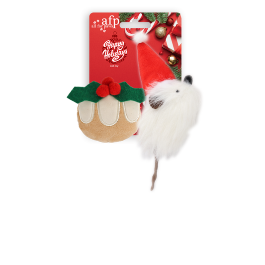 All For Paws Happy Holiday - 2 pack Misteltoe & Santa Mouse