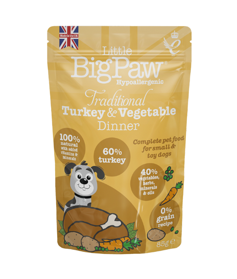 Little BigPaw Traditional Turkey & Vegetable Dinner for Small Dogs, 150 g pouch