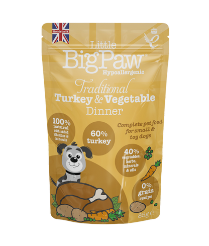 Little BigPaw Traditional Turkey & Vegetable Dinner for Small Dogs, 150 g pouch