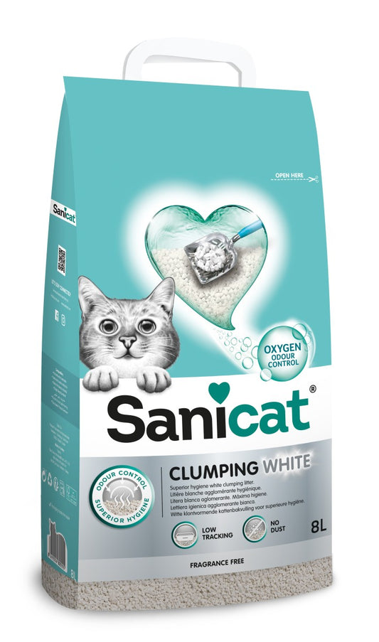 Sanicat Clumping White Unscented 8 L