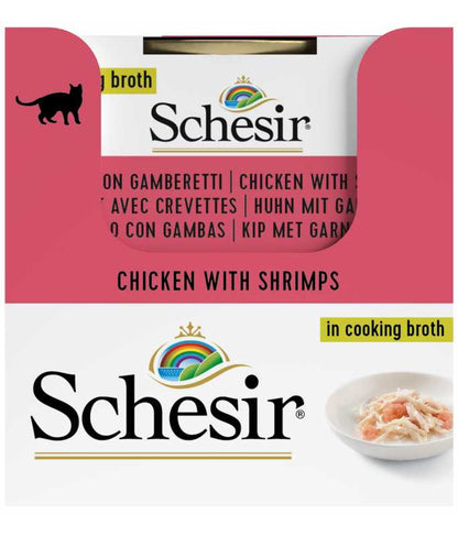 Schesir Cat Can Chicken with Shrimps in Broth, 70g