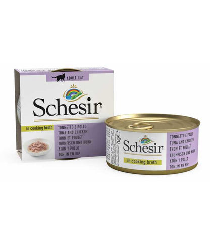 Schesir Cat Can Tuna with Chicken in Broth, 70g