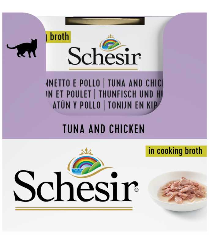 Schesir Cat Can Tuna with Chicken in Broth, 70g