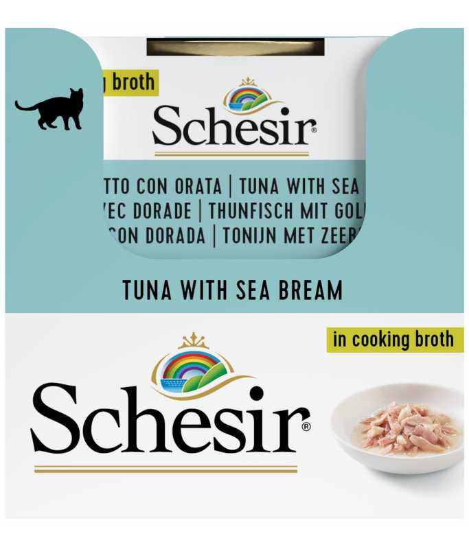 Schesir Cat Can Tuna with Seabream in Broth, 70g