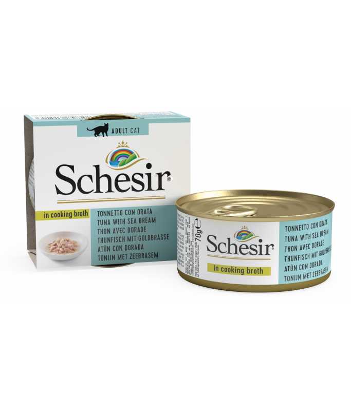 Schesir Cat Can Tuna with Seabream in Broth, 70g