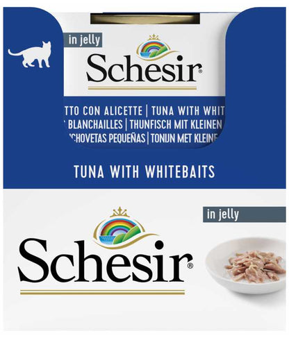 Schesir Cat Can Tuna with Whitebaits in Jelly, 85g