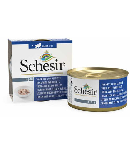 Schesir Cat Can Tuna with Whitebaits in Jelly, 85g