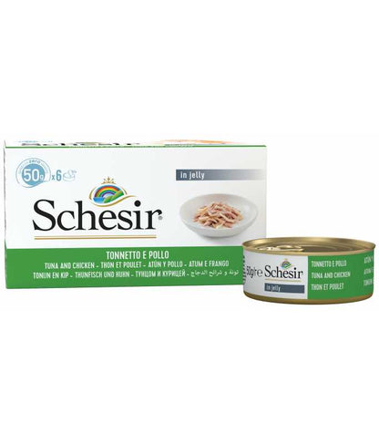 Schesir Cat Multipack Can Tuna with Chicken in Jelly, Box of 6x50g