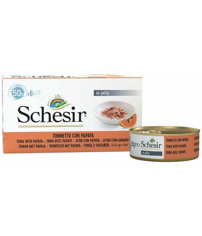 Schesir Cat Multipack Can Tuna with Papaya in Jelly, Box of 6x50g