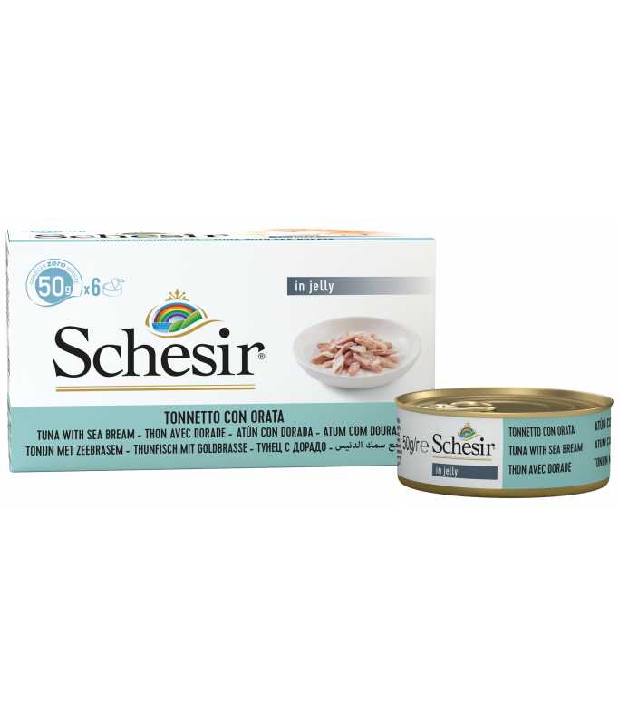 Schesir Cat Multipack Can Tuna with Seabream in Jelly, Box of 6x50g