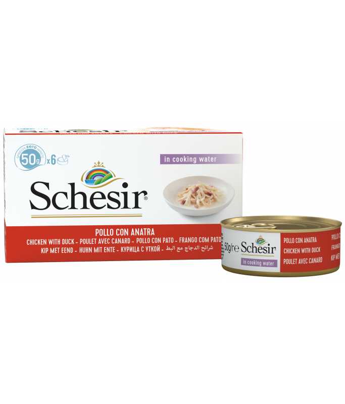 Schesir Cat Multipack Can Chicken Fillets with Duck Natural Style, Box of 6x50g