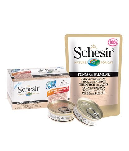 Schesir Cat Multipack Can Tuna with Salmon in Jelly, Box of 6x50g