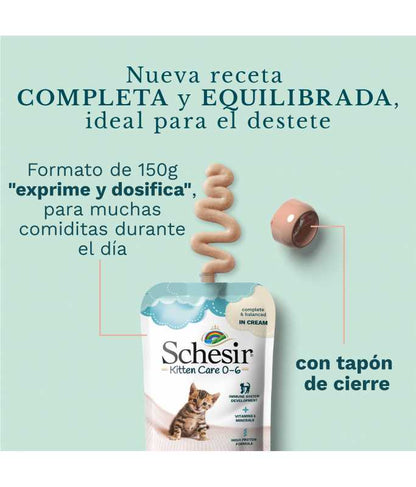 Schesir Kitten Care 0-6 Tuna in Cream Pouch, 150g